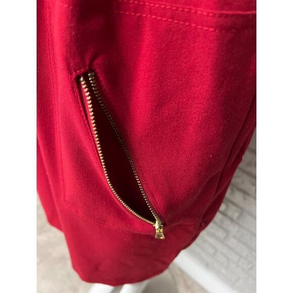 Shargano Red Utility Dress With Gold Tone Hardware Size 12 - Picture 4 of 11